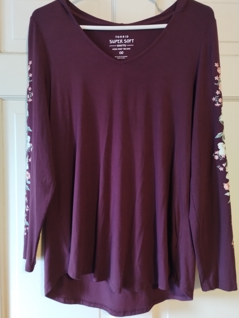 Torrid Hoodie Super Soft Floral Sleeve Tunic